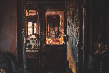 Manduria-Italya/Aralık 2017: terkedilmiş Tren