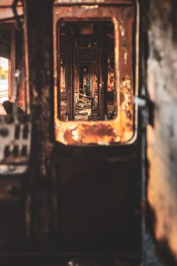 Manduria-Italya/Aralık 2017: terkedilmiş Tren