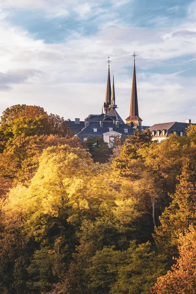 Turm der Kathedrale Notre Dame in der Stadt Luxemburg — Stockfoto