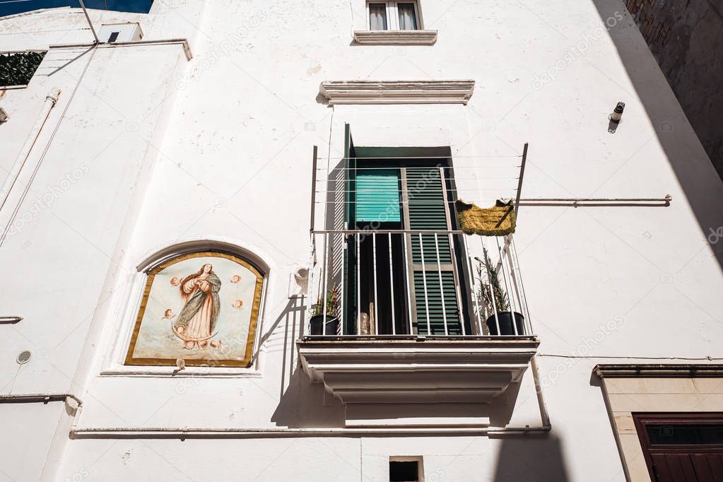 MARTINA FRANCA, ITALY / SEPTEMBER 2019: Tiny streets in the old 