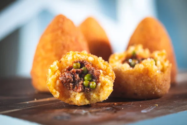 Home Made Rice Balls Sicily Called Arancine — Stock Photo, Image