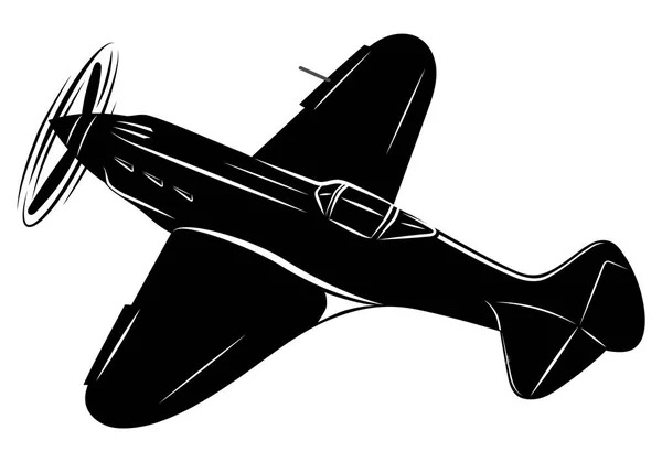 Silueta Vectorial Del Viejo Avión Combate — Vector de stock