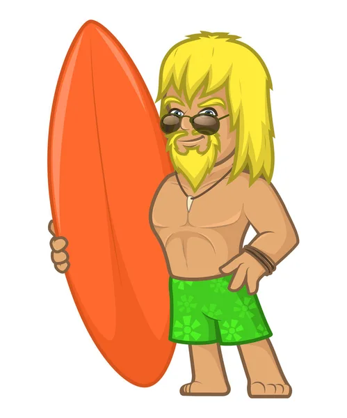 Surfer in grünen Shorts und Sonnenbrille — Stockvektor