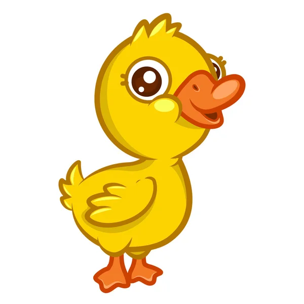 Lindo patito amarillo con una sonrisa — Vector de stock