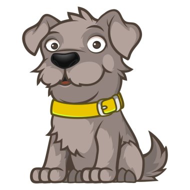 Gri outbred köpek oturan poz