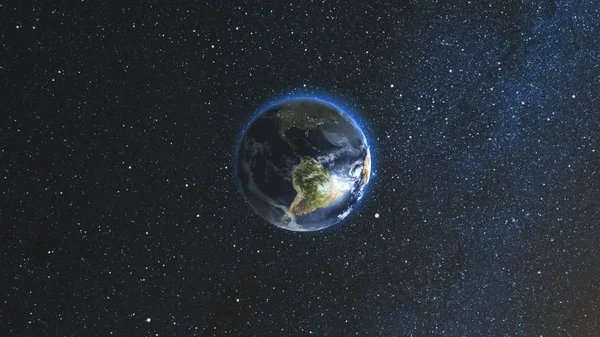 Realistic Earth Planet against the star sky — стоковое фото