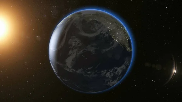 Rumsyn på planeten Jorden og Solen i Universet - Stock-foto