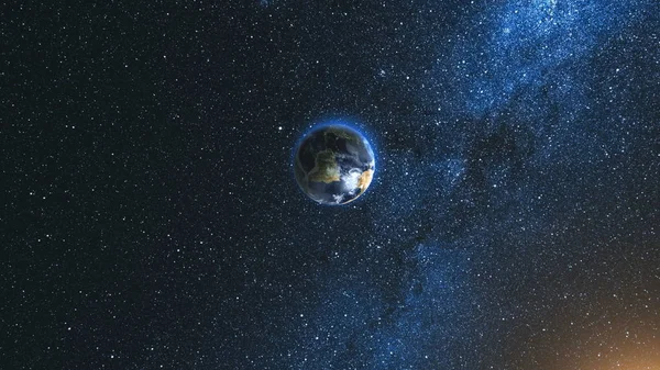 Realistic Earth Planet against the star sky — стоковое фото