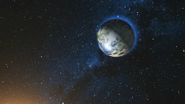 Realistic Earth Planet against the the star sky — Stock Photo, Image