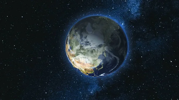 Ρεαλιστική πλανήτη γη κατά το αστέρι ουρανό — Φωτογραφία Αρχείου