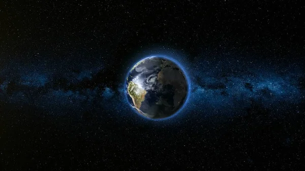 Realistic Earth Planet against the the star sky — Stock Photo, Image