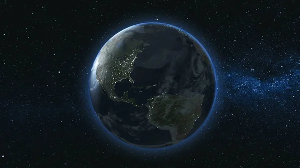 Realistic Earth Planet against the star sky — стоковое фото