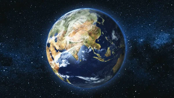 Realistiska jorden Planet mot den stjärnan himlen — Stockfoto
