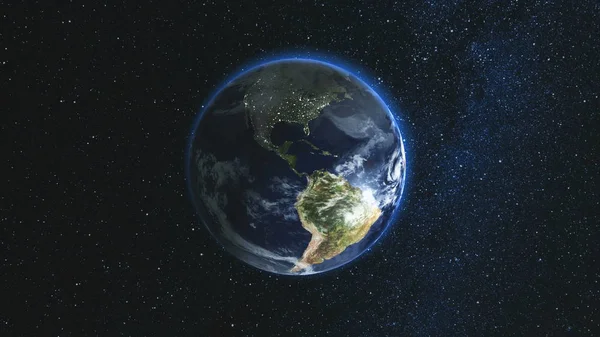 Planète terrestre réaliste contre le ciel étoilé — Photo