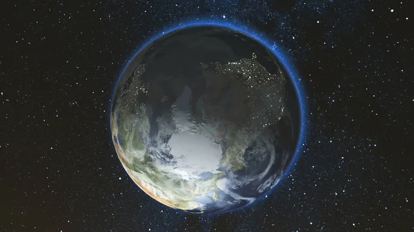 Realistiska jorden Planet mot den stjärnan himlen — Stockfoto