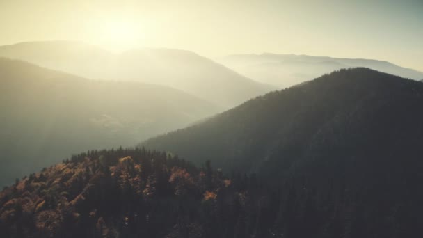 Panorámica montaña pico bosque pendiente vista aérea — Vídeo de stock