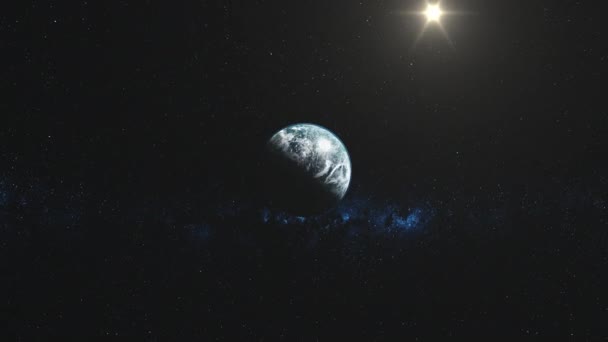 Dünya hızlı hareket yıldız ışını aydınlatmak döndürmek — Stok video