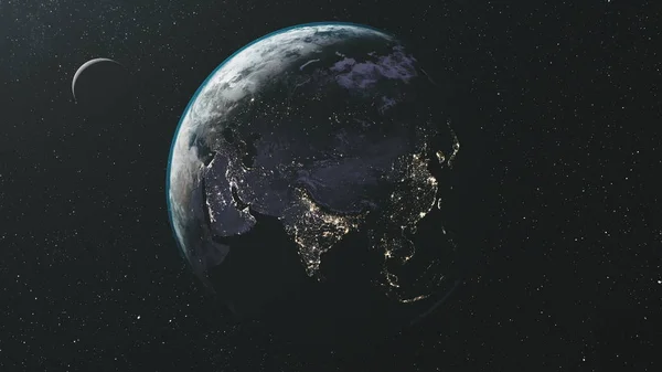 Obracać Ziemia Księżyc Orbita gwiazda mleczny droga tło — Zdjęcie stockowe