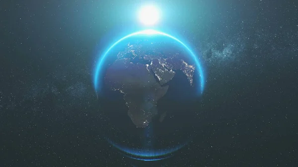 지구 회전 궤도 플레어 햇빛 조명 — 스톡 사진