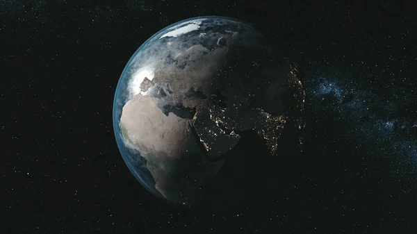 서사시 스핀 행성 지구 은하 야경 위성 보기 — 스톡 사진