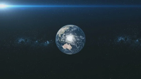 Spin Earth Orbit Meteor glöd stjärnklar bakgrund — Stockfoto