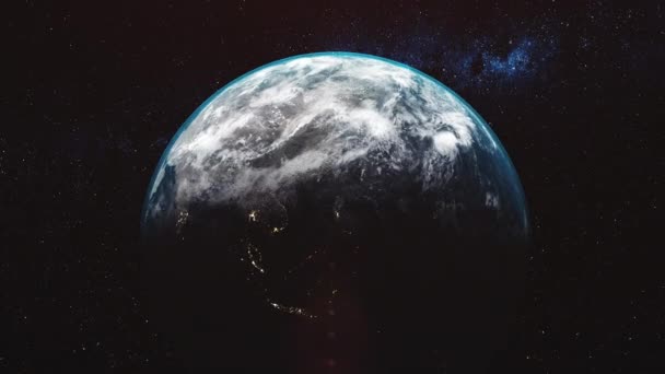 Вспышка солнечного луча на орбите планеты Земля — стоковое видео