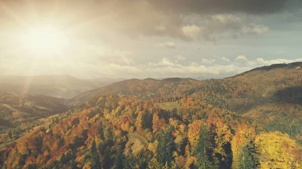 Carpathian mountain autumn scenery aerial view — Stock Photo, Image