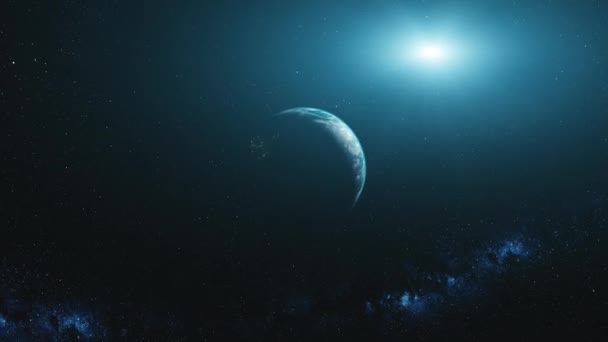Граф руху планета з блакитною водою і коричневими материками — стокове відео
