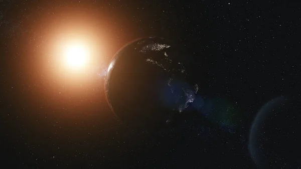 Planet Earth orbits against Sun causing fantastic eclipse — Stock Image Planet Earth orbits against Sun causing fantastic eclipse — Stock Photo, Image