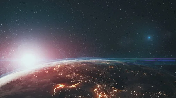 Epic rotate earth close up surface star background — Stock Image Epic rotate earth close up surface star background — Stock Photo, Image