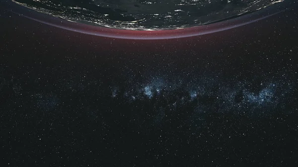 Föld körüli pályára Tejút spirál galaxis műhold nézet — Stock Fotó