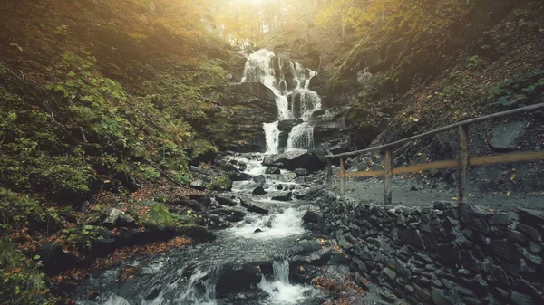 Doğal orman su akışı cascade havadan görünümü — Stok fotoğraf