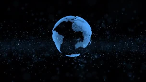 Modèle de globe d'animation 3d se désintégrant aux unités d'information — Video