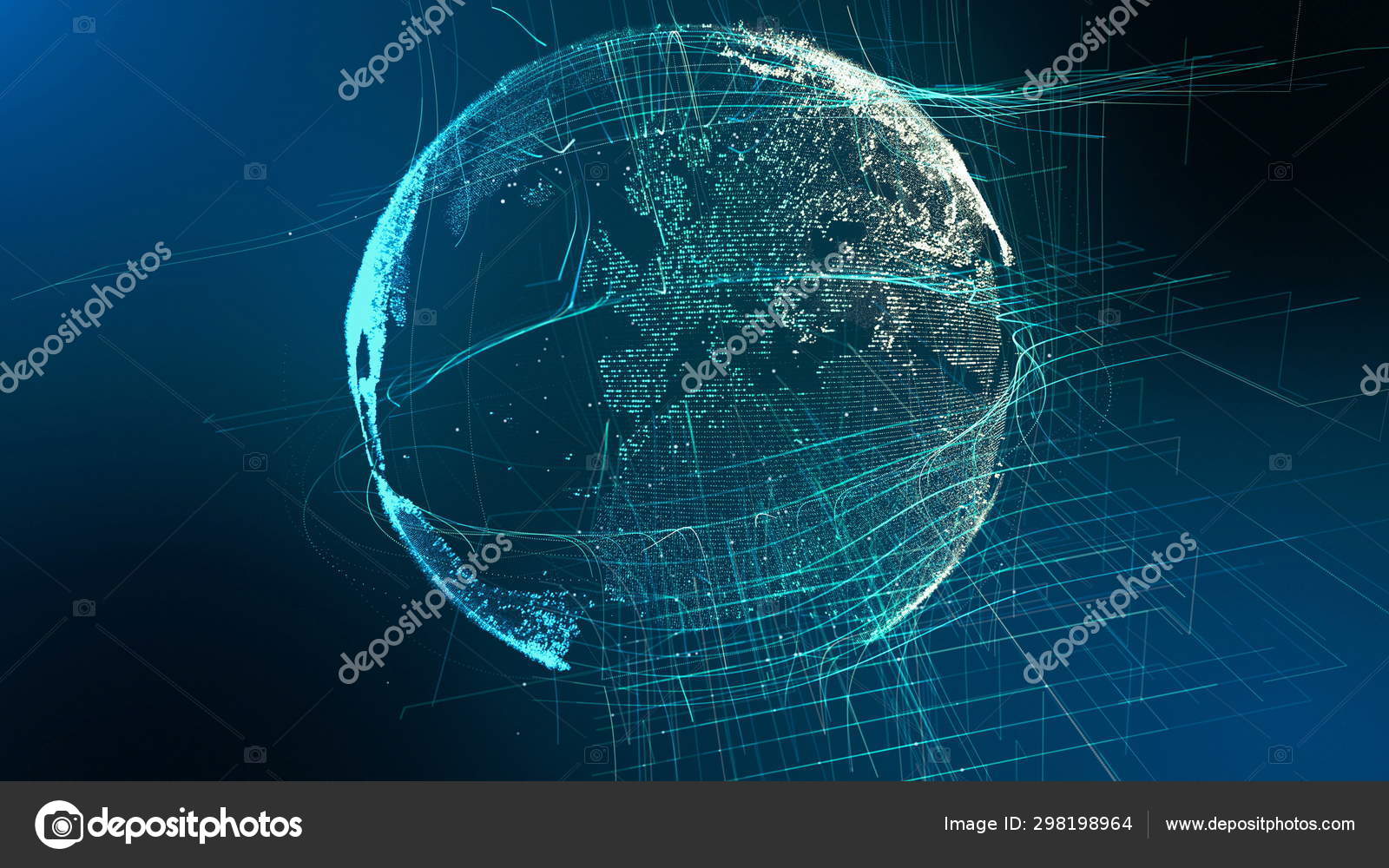 モーション粒子地球デジタル地球サイバーコンセプト ストック写真 C Goinyk