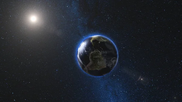 Planeta Pământ se rotește și se apropie în spațiu deschis — Fotografie, imagine de stoc