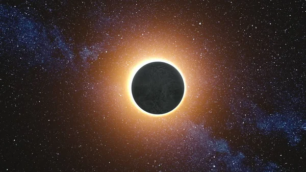 Eclipse solar por un evento lunar con anillo de fuego — Foto de Stock