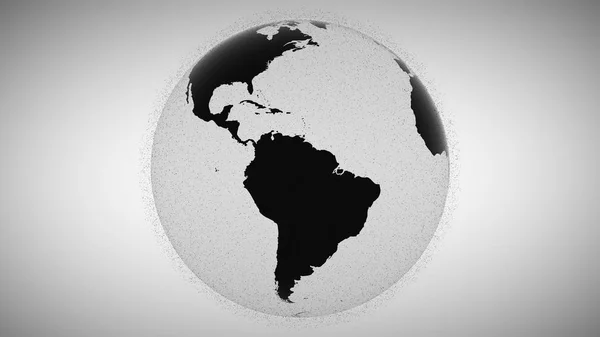 3D animatie zwart knipperende punten surround Globe model — Stockfoto