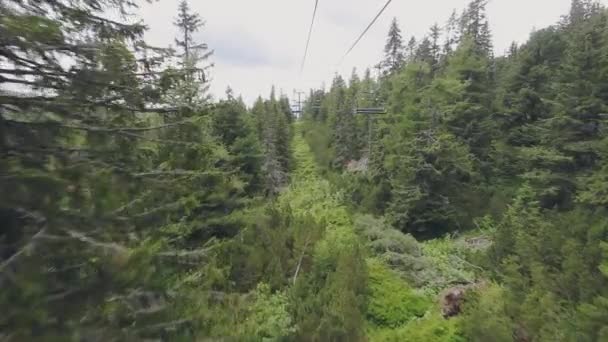 Tiro de seguimiento de cableway en movimiento cabina de verano — Vídeos de Stock