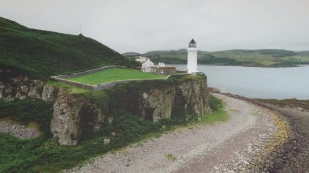 Campbeltown Leuchtturm Luftaufnahme Nahaufnahme — Stockvideo