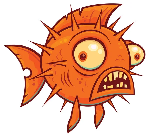 Wacky Cartoon Blowfish — Stockvector