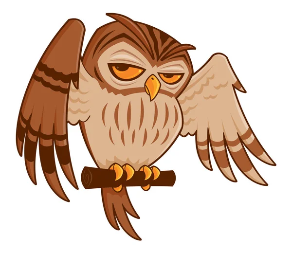 Cartoon Owl på abborre — Stock vektor