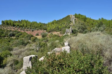 sur duvarı Arkadyalı kale ünlü arkeolojik site yakınındaki antik messini, peloponnese, Yunanistan 