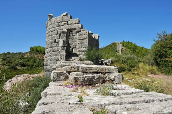 Mur Okalający Arcadian Zamku Słynnego Stanowiska Archeologicznego Pobliżu Starożytnych Messini — Zdjęcie stockowe
