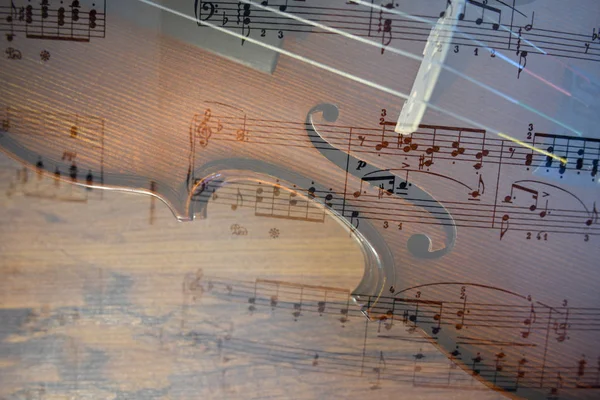 Violine Taille Detail Und Note Multiexposition Geringe Schärfentiefe — Stockfoto