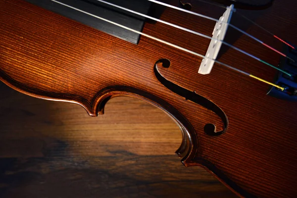 Tour Taille Violon Sur Fond Bois Rustique Profondeur Champ Faible — Photo