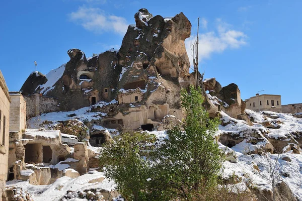 Bostadshus Goreme Vintern Distrikt Nevsehir Provinsen Den Centrala Regionen Anatolien — Stockfoto