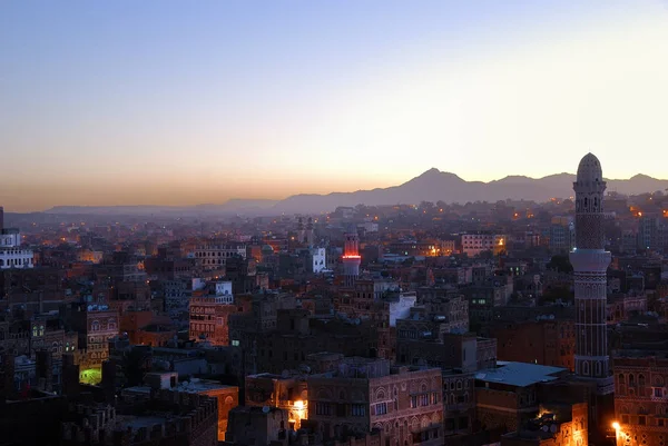 Capitale Dello Yemen Vista Sulla Città Vecchia Dal Tetto All — Foto Stock