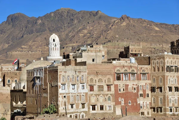 Dos Melhores Exemplos Arquitetura Iemenita Tradicional Uma Aldeia Montanha Montanha — Fotografia de Stock