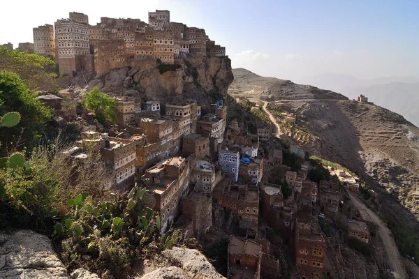 Arquitectura Medieval Yemení Tradicional Pueblo Hajjarah Las Montañas Haraz Yemen — Foto de Stock