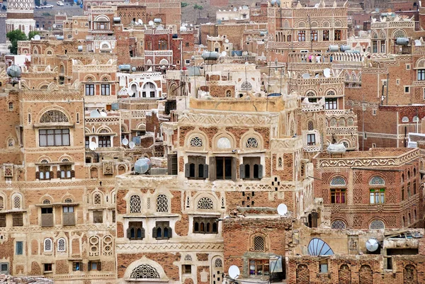 Vista Vieja Sanaa Antigua Ciudad Sanaa Declarada Patrimonio Humanidad Por — Foto de Stock